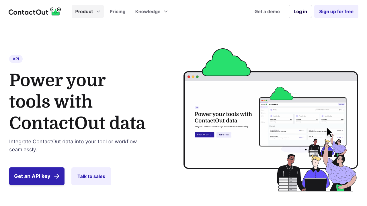 ContactOut page showing contact data for sales and recruiting teams