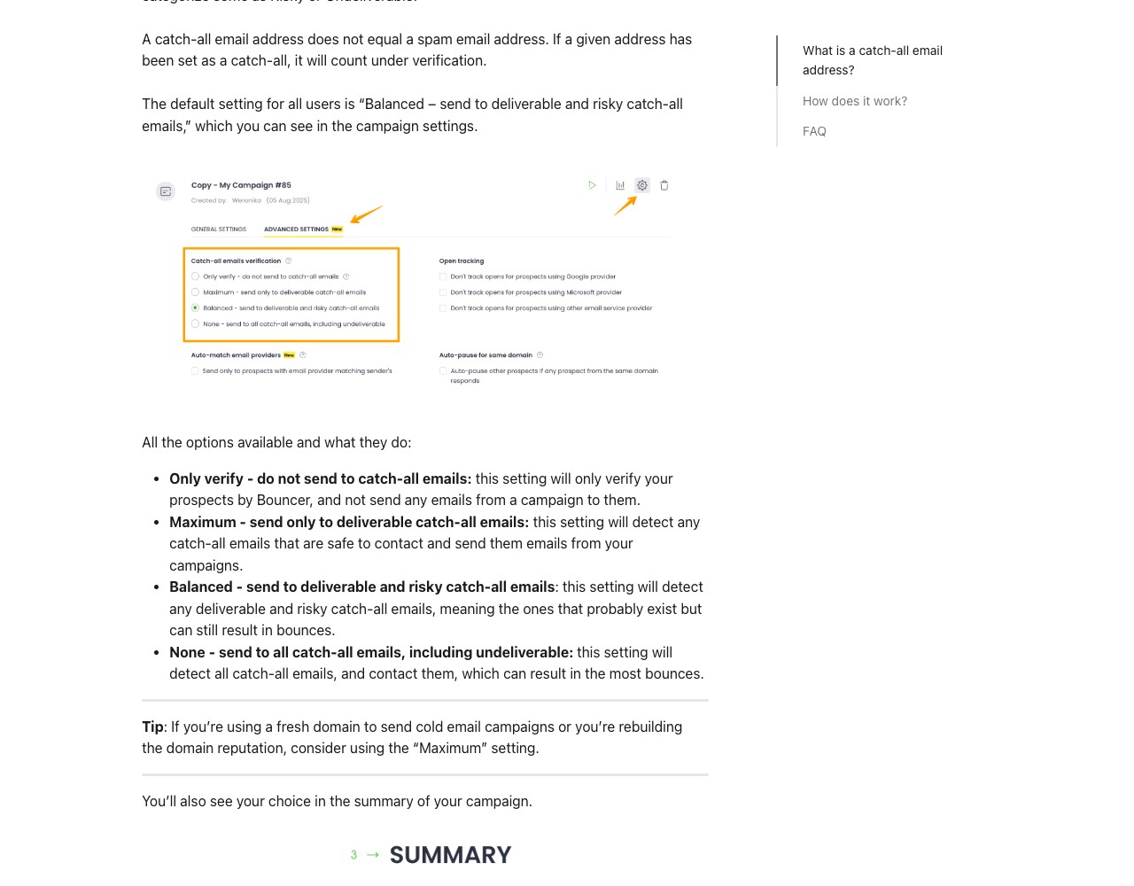 Woodpecker catch-all verification settings for cold email campaigns